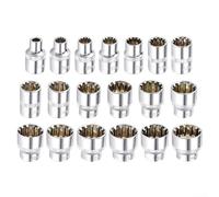 Adattatore a testa corta a 12 punti con finitura a specchio per chiave a cricchetto Torx in acciaio al cromo vanadio trattato termicamente (21 mm)