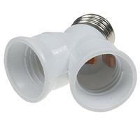 Adattatore a Y per 2 lampadine E27 in plastica, 1 E27 su 2 E27, attacco a vite, max. 40 Watt per attacco