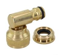 Adattatore ad innesto rapido in ottone per tubi da giardino a 90 gradi per rubinetti da 1/2" e 3/4", adatto per tubi da giardino standard, bavaglini e attrezzature per l'irrigazione