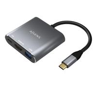 Adattatore Aisens 3-in-1 USB-C a HDMI 4K/USB 3.0/USB-C 15cm Grigio