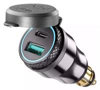 ADATTATORE ALU DIN MOTO INTERPHONE 2USB TYPE-C RICARICA DOPPIA ALIMENTAZIONE