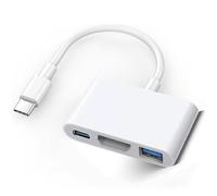 Adattatore Apple da USB-C a HDMI per iPhone 15/16 a TV, adattatore multiporta USB-C AV digitale 4K a 60 Hz con PD 100 W e USB 3.1, dongle da Type-C a HDMI certificato MFi per iPad Pro (Bianca)