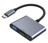 Adattatore Apple da USB-C a HDMI per iPhone 15/16 a TV, adattatore multiporta USB-C AV digitale 4K a 60 Hz con PD 100 W e USB 3.1, dongle da Type-C a HDMI certificato MFi per iPad Pro (Grigio)