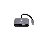 ADATTATORE ATLANTIS A04-TC_HD+V+PD da USB-C a HDMI + VGA + PD + USB 3.0