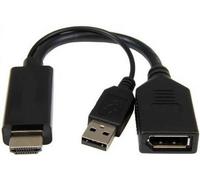 ADATTATORE ATTIVO HDMI MASCHIO - DISPLAYPORT 1.2 FEMMINA CON CONNETTORE USB 4K P