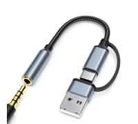 Adattatore audio 2 in 1 USB-C da 3,5 mm con convertitore di tipo A, jack per cuffie HiFi USBC DAC TRRS e supporto microfono, cavo AUX da 0,1 pollici per iPhone 17/16/15, iPad Pro/Air/Mini, Samsung
