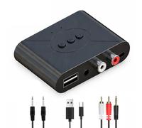 Adattatore audio Bluetooth 5.3 NFC con connettore AUX da 3,5 mm e ingresso RCA/RCA, ricevitore musicale senza fili per altoparlante, amplificatore, auto, impianto stereo, amplificatore autoradio