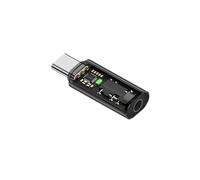 Adattatore audio da tipo C a 3,5 mm, decoder DAC Hi-Fi per un suono stereo chiaro, supporta il controllo della linea, Plug & Play (nero trasparente da 3,5 mm a tipo c)