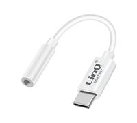 LinQ Adattatore audio da USB-C a jack 3,5 mm compatibile con comandi vocali, Bianco