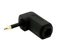 Adattatore audio digitale Toslink femmina a 2,5 mm | Forma angolare salvaspazio, struttura in ABS nero, punta in metallo dorato