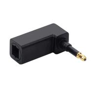 Adattatore audio digitale Toslink femmina a 2,5 mm | Forma angolare salvaspazio, struttura in ABS nero, punta in metallo dorato