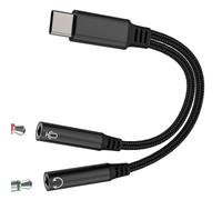 Adattatore audio doppio jack DAC AUX per iPhone 17 16 15Pro Max compatibile con Samsung Galaxy S26 S25 Ultra per Apple iPad USB C a 3,5 mm cavo ausiliario cablato auricolare microfono esterno