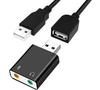 Adattatore audio esterno da USB a jack da 3,5 mm con jack da 3,5 mm per altoparlanti, cuffie e microfono, scheda audio stereo esterna a qualsiasi PC, in alluminio, con cavo di prolunga USB maschio a
