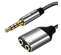 Adattatore audio jack 3,5 mm a 2 jack 3,5 mm femmina LinQ per cuffie e microfono