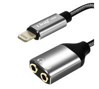 Adattatore audio Lightning a 2 jack 3,5 mm femmina LinQ per cuffie o auricolari