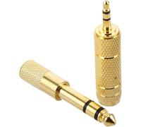Adattatore audio placcato da 2 pezzi a connettore amplificatore per chitarra stereo per jack microfono e adattatore per altoparlante, design robusto dei componenti, compatibilità universale, facile