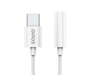 Adattatore audio Savio AK-51 USB-C DAC Mini Jack 3,5 mm Bianco 11 cm