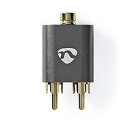 Adattatore audio stereo | 2x maschio RCA | 3,5 mm femmina | Placcato oro | Dritta | Alluminio | Grigio Canna di Fucile | 1 pz. | Confezione con finestra