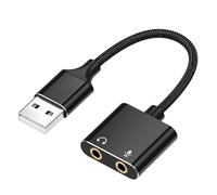 Adattatore audio stereo da USB,USB Dual Channel Scheda audio esterna con jack per altoparlanti/cuffie e microfono da 3,5 mm per laptop, cuffie, microfoni, PS4, ecc