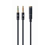 Adattatore audio stereo Gembird 3.5mm 4 PIN Femmina a 2 x 3.5mm 3 PIN Maschio 0,2m Nero