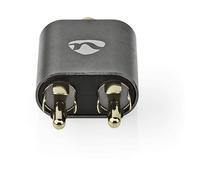 Adattatore audio stereo | 2x maschio RCA | 3,5 mm femmina | Placcato oro | Dritta | Alluminio | Grigio Canna di Fucile | 1 pz. | Confezione con finestra