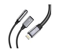 ADATTATORE AUDIO TECHPROTECT UltraBoost, da Lightning a 3.5 mm jack, Alluminio, Nero, Argentocolo