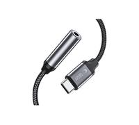 ADATTATORE AUDIO TECHPROTECT UltraBoost, da USB-C a 3.5 mm jack, 10 cm, Alluminio, nylon, rame, Nero