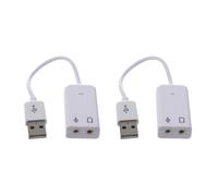 Adattatore audio USB 2.0 con connettore per microfono e auricolari da 3,5 mm (2x3,5 mm), per altoparlanti, colore bianco.