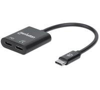 Adattatore Audio USB-C Maschio 2x USB-C Femmina PD 60W - Manhattan IUSB-DAC-348