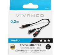 Adattatore audio Vivanco Jack 3,5mm, M-2xF, 0,2m nero