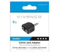 Adattatore audio Vivanco Jack 3,5mm, M-2xF, nero