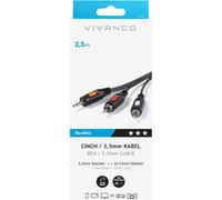 Adattatore audio Vivanco RCA-Jack 3,5mm, M-M, 2,5mcolore nero