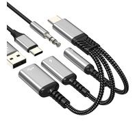 Adattatore AUX a USB C (3 in 1) 3,5 mm per cuffie jack splitter per iPhone 17 16 15 Pro Max cavo audio tipo C per cavo di ricarica Apple Dongle OTG doppia ricarica per iPad porta cablata compatibile