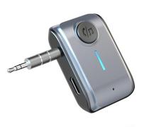 Adattatore AUX wireless per auto, 3,5 mm, con microfono integrato | Chip BT 5.3 stabile, portata di 10 m, chiamate chiare, facile accoppiamento, si adatta a tutte le porte da 3,5 mm