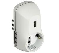 Adattatore B3 2 prese 10A 1 presa tedesca 1 USB alimentata e spina 10A bianco S3613DU