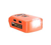 Adattatore batteria per caricabatteria USB per batteria al litio Nero e Decker 20V, luce da lavoro un LED con doppio caricatore USB e porta 12V
