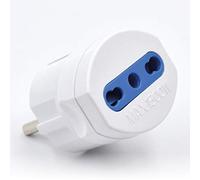 Adattatore bianco, 1 presa Italiana 10/16A, spina Schuko 16A, compatto