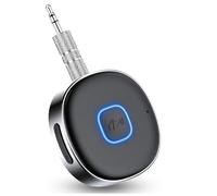 Adattatore Bluetooth per auto Aux Ricevitore Bluetooth 5.0 portatile per HiFi Car Stereo/Home Stereo/Altoparlante/Cuffie, chiamate in vivavoce, doppia connessione, tempo di standby 16 ore
