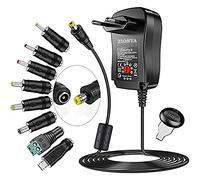 Adattatore CA a DC 3 V 4,5 V 5 V 6 V 7,5 V 9 V 12 V 1 A 2 A, adattatore multi-tensione con porta USB 5 V 2 A e 8 prese CC per elettronica domestica, 2500 mA max.