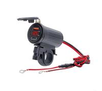 Adattatore caricabatterie da auto da 12 V 24 V con tre porte USB con supporto per ricarica rapida PD e QC 3 0, copertura impermeabile protegge le porte di ricarica, adatto per moto e auto (rosso)
