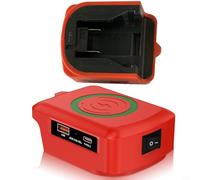 Adattatore caricabatterie wireless da 15 W per batterie Dewalt DCB180/DCB182/DCB184/DCB200/DCB201/DCB203 e 48-11-1862/48-11-1880/48-11-1850/48-11-1852 con USB .0 e (rosso)