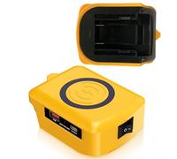 Adattatore caricabatterie wireless da 15 W per batterie Dewalt DCB180/DCB182/DCB184/DCB200/DCB201/DCB203 e 48-11-1862/48-11-1880/48-11-1850/48-11-1852 con USB .0 e (giallo)