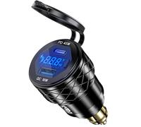 Adattatore caricatore da spina DIN Hella a USB per BMW Triumph Tiger Ducati | 45 W USB C PD3.0 e 18 W QC3.0 Presa caricatore moto, impermeabile Dual Phone Fast Charge Port Powerlet con voltmetro LED