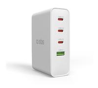 SBS Travel Adapter USB-C 100W, Caricatore da Viaggio con Spine US/UK/EU/AU, Convertitore Adattore con 4 porte USB, Power Delivery (PD), Ricarica Rapida per iPhone, Samsung, MacBook e Notebook, Bianco