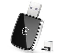 Adattatore CarPlay Wireless per iPhone, converte CarPlay cablato in wireless, formato mini da USB-A a USB-C, connessione stabile senza ritardi, bianco e argento