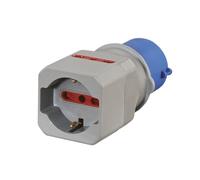 Adattatore CEE 16A 230V IP44 con prese Schuko e bipasso - Spina industriale 2P+T