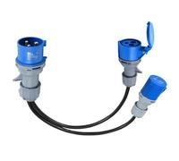 Adattatore CEE da 32 A a 2 × 16 A, adattatore per corrente trifase con cavo da 0,6 m, protezione IP44, 3 x 2,5 mm²