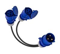 Adattatore CEE, spina 32A su 2 prese da 16A, IP44, cavo convertitore a 2 vie, splitter generatore, adattatore caravan, 230 V, IP44