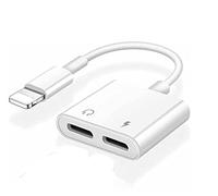 Adattatore certificato Apple MFI 4 in 1 Dual Lightning AUX caricatore compatibile con iPhone 14/13/12/11/X/XR/7/8P/7P