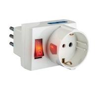 Poly Pool PP2380 Adattatore Salvaspazio Con 3 Prese Fuori Asse E Interruttore Luminoso 10 A Bianco